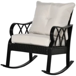 Outsunny Outdoor Wicker Rocking Chair With Padded Cushions, Aluminum Furniture Rattan Porch Rocker Chair W/ Armrest For Garden, Patio, And Backyard -OUTSUNNY Sales Store GUEST 7d056ac0 1e7e 489c af4b 615a0e8ef115