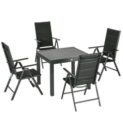Outsunny 7 Piece Patio Dining Set For 6, Expandable Outdoor Table, Folding & Reclining Chairs, Aluminum Frames, Mesh Fabric Seats, Black -OUTSUNNY Sales Store GUEST 8043f8ff cb8d 4620 877b 6167268c2b37