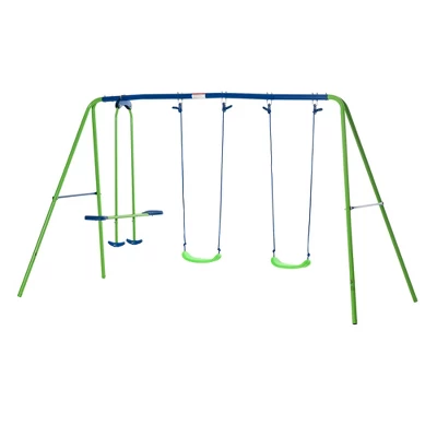 Outsunny Swing Set With Glider, Two Swing Seats And Adjustable Height, Outdoor Sturdy A-Frame Suitable For Playground, Backyard 3 Outsunny Swing Set With Glider, Two Swing Seats And Adjustable Height, Outdoor Sturdy A-Frame Suitable For Playground, Backyard - Image 3