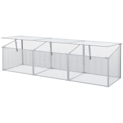 Outsunny Mini Greenhouse Kit, 71" Outdoor Cold Frame With Adjustable Roof, Polycarbonate & Aluminum Frame 3 Outsunny Mini Greenhouse Kit, 71" Outdoor Cold Frame With Adjustable Roof, Polycarbonate & Aluminum Frame - Image 3