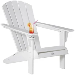 Outsunny Plastic Adirondack Chair, Outdoor Fire Pit Seating HDPE Lounger Chair With Cup Holder, High Back And Wide Seat For Patio, Backyard, Garden, Lawn -OUTSUNNY Sales Store GUEST 8309735d 96bd 4da0 82c1 8104c89eb351