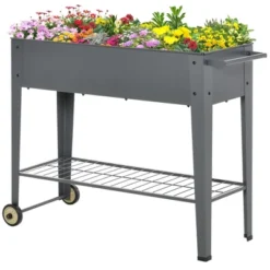 Outsunny 41" X 15" X 32" Raised Garden Bed Elevated With 2 Wheels, Bottom Shelf For Storing Tools, & Water Drainage Hole -OUTSUNNY Sales Store GUEST 8581a3d0 d3fd 4a4b 8d99 408e2de1f3dd
