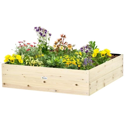 Outsunny 46'' X 46'' Wooden Raised Garden Bed, Elevated Planter Box For Backyard, Patio To Grow Vegetables, Herbs, And Flowers 3 Outsunny 46'' X 46'' Wooden Raised Garden Bed, Elevated Planter Box For Backyard, Patio To Grow Vegetables, Herbs, And Flowers - Image 3