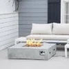 Outsunny Outdoor Propane Fire Pit Table Faux Grey Ledge Stone 42-inch Square Fire Table, 50,000BTU Auto Ignition Gas Firepits With Protective Cover