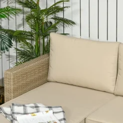Outsunny 3 Piece Patio Furniture Set, Rattan Outdoor Sofa Set With Chaise Lounge & Loveseat, Soft Cushions, Storage, Table, Sectional Couch, Khaki -OUTSUNNY Sales Store GUEST 869d3ad3 256f 4eb1 9038 cfa4e4499628