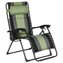 Outsunny XL Oversize Zero Gravity Recliner, Padded Patio Lounger Chair, Folding Chair With Adjustable Backrest, Cup Holder And Headrest For Backyard, Poolside, Lawn -OUTSUNNY Sales Store GUEST 883f3118 24cc 422e 9c38 ee274e2fa432