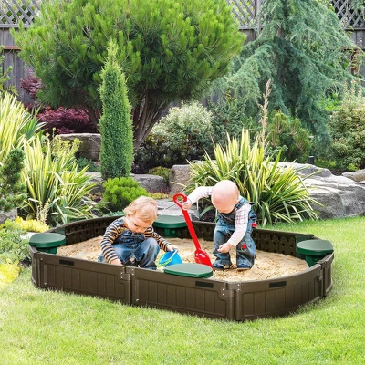 Outsunny Kids Outdoor Sandbox With Cover, Children Backyard Play Station, Garden Bed W/ Corner Seat, Aged 3-12 Years Old, For Lawn, Garden And Beach 1 Outsunny Kids Outdoor Sandbox With Cover, Children Backyard Play Station, Garden Bed W/ Corner Seat, Aged 3-12 Years Old, For Lawn, Garden And Beach