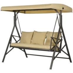 Outsunny 3-Seat Patio Swing Chair, Outdoor Canopy Swing Glider With Cushion With 3 Throw Pillows & Adjustable Shade For Porch, Khaki 7 Outsunny 3-Seat Patio Swing Chair, Outdoor Canopy Swing Glider With Cushion With 3 Throw Pillows & Adjustable Shade For Porch, Khaki -OUTSUNNY Sales Store GUEST 88d282e2 9b96 4c31 8e7f 2e353b44dbf6