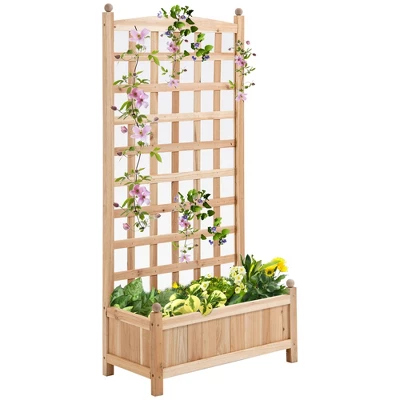 Outsunny Raised Garden Bed With Trellis Board Back & Strong Wooden Design & Materials 8 Outsunny Raised Garden Bed With Trellis Board Back & Strong Wooden Design & Materials - Image 8