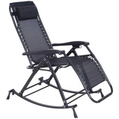 Outsunny Zero Gravity Reclining Rocking Chair, Lounge Rocker, Folding, Pillow, Side Tray, Cup And Phone Holder -OUTSUNNY Sales Store GUEST 8fa27118 2b85 41e1 b853 f5706f259306