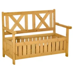 Outsunny 29 Gallon Garden Storage Bench With Wooden Frame, Large Entryway Deck Box W/ Unique X-Shape Back, Louvered Side Panels For Patio, Garden, Deck, Porch & Balcony -OUTSUNNY Sales Store GUEST 8fe60982 68d8 4f02 93fa 857170a02b17