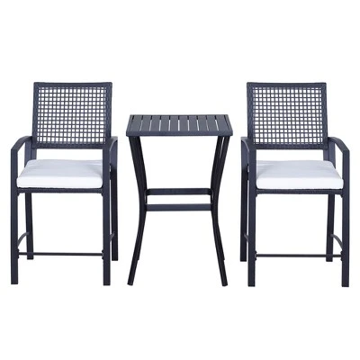 Outsunny 3PCS Patio Bar Set With Soft Cushion, Rattan Wicker Outdoor Furniture Set For Backyards, Lawn, Deck, Poolside 3 Outsunny 3PCS Patio Bar Set With Soft Cushion, Rattan Wicker Outdoor Furniture Set For Backyards, Lawn, Deck, Poolside - Image 3