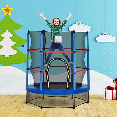 Outsunny Φ5FT Kids Trampoline With Enclosure Net Steel Frame Indoor Outdoor Round Bouncer Rebounder Age 3 To 6 Years Old 1 Outsunny Φ5FT Kids Trampoline With Enclosure Net Steel Frame Indoor Outdoor Round Bouncer Rebounder Age 3 To 6 Years Old