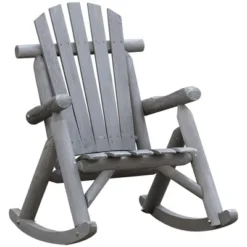 Outsunny Wooden Adirondack Rocking Chair, Outdoor Rustic Log Rocker With Slatted Design For Patio -OUTSUNNY Sales Store GUEST 92e18545 b656 4f5d 828a df6235cc6667