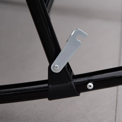 Outsunny 3 Piece Outdoor Patio Furniture Set With Glass Coffee Table & 2 Folding Padded Rocking Chairs, Bistro Style For Porch, Camping, Balcony 5 Outsunny 3 Piece Outdoor Patio Furniture Set With Glass Coffee Table & 2 Folding Padded Rocking Chairs, Bistro Style For Porch, Camping, Balcony - Image 5