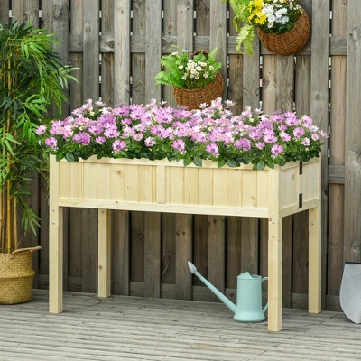Outsunny Raised Garden Bed Elevated Wooden Planter Box With Space-Saving Folding Design, Drainage Holes, & Inner Liner For Vegetable Fruit Herb Grow 2 Outsunny Raised Garden Bed Elevated Wooden Planter Box With Space-Saving Folding Design, Drainage Holes, & Inner Liner For Vegetable Fruit Herb Grow - Image 2