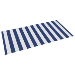 Outsunny RV Mat, Outdoor Patio Rug / Large Camping Carpet With Carrying Bag, 9' X 18', Waterproof Plastic Straw, Reversible, Blue & White Striped -OUTSUNNY Sales Store GUEST 936732ae c912 4dfb bef9 434b9958c92b