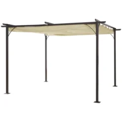 Outsunny 11.5' X 11.5' Retractable Patio Gazebo Pergola With UV Resistant Outdoor Canopy & Strong Steel Frame -OUTSUNNY Sales Store GUEST 9399cd8b 407e 4d35 9daf 5b6b63e8f18a