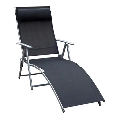 Outsunny Steel Fabric Outdoor Folding Chaise Lounge Chair Recliner With Portable Design & 7 Adjustable Backrest Positions 6 Outsunny Steel Fabric Outdoor Folding Chaise Lounge Chair Recliner With Portable Design & 7 Adjustable Backrest Positions - Image 6