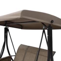 Outsunny 3 Person Patio Swing Porch Swing Outdoor Swing Chair With High Back Design, Side Pouches And Adjustable Canopy, Brown -OUTSUNNY Sales Store GUEST 9528dfb5 8765 4fb7 a28d 038eaf748449