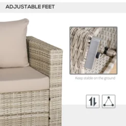 Outsunny 3 Piece Patio Furniture Set, PE Rattan Small Wicker Balcony Furniture, Table & Chairs With Cushions Composite Table For Apartment, Gray -OUTSUNNY Sales Store GUEST 9531a809 ba5d 430d 8bf2 5b50f83d0f2a