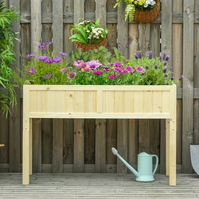 Outsunny Raised Garden Bed Elevated Wooden Planter Box With Space-Saving Folding Design, Drainage Holes, & Inner Liner For Vegetable Fruit Herb Grow 1 Outsunny Raised Garden Bed Elevated Wooden Planter Box With Space-Saving Folding Design, Drainage Holes, & Inner Liner For Vegetable Fruit Herb Grow