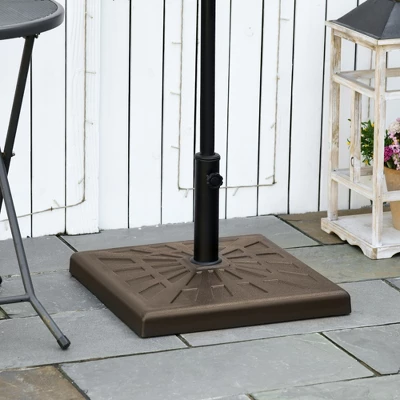 Outsunny 42lbs Resin Patio Umbrella Base, 20" Square Outdoor Umbrella Stand Holder For Parasol Poles 1.26", 1.5", And 1.9" Dia, Brown 2 Outsunny 42lbs Resin Patio Umbrella Base, 20" Square Outdoor Umbrella Stand Holder For Parasol Poles 1.26", 1.5", And 1.9" Dia, Brown - Image 2