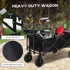 Outsunny Collapsible Wagon, Graden Carts With Wheels, Adjustable Handle, Folding Table And Cup Holders, Black 8 Outsunny Collapsible Wagon, Graden Carts With Wheels, Adjustable Handle, Folding Table And Cup Holders, Black -OUTSUNNY Sales Store GUEST 97c5641f 94c8 4386 a8f4 f75907f78a8a
