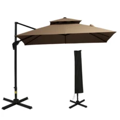 Outsunny 10' X 10' Patio Umbrella Outdoor Cantilever Offset Umbrella Aluminum Square Umbrella With 360° Rotation, 5 Adjustable Tilt Angles And Umbrella Cover (Weights Are Not Included) -OUTSUNNY Sales Store GUEST 983b535c 2cbe 4117 a8c1 a96277479087
