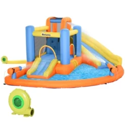 Outsunny Kids Inflatable Water Slide 5-in-1 Bounce House Water Park Jumping Castle With Water Pool, Slide, Climbing Walls, Water Cannons, Air Blower -OUTSUNNY Sales Store GUEST 98ede670 ec06 43e0 8741 00d24314f583