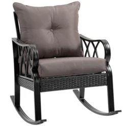 Outsunny Outdoor Wicker Rocking Chair With Padded Cushions, Aluminum Furniture Rattan Porch Rocker Chair W/ Armrest For Garden, Patio, And Backyard -OUTSUNNY Sales Store GUEST 99d0b7e9 07ef 4be6 a9f6 2dcbfbd66ea5