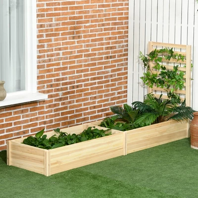 Outsunny 43 In Raised Garden Bed With Trellis For Vine Climbing, Wooden Planters For Outdoor Plants, Vegetables, Flowers, Herbs, Natural 2 Outsunny 43 In Raised Garden Bed With Trellis For Vine Climbing, Wooden Planters For Outdoor Plants, Vegetables, Flowers, Herbs, Natural - Image 2