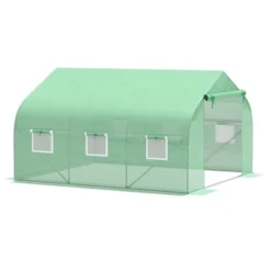 Outsunny 12' X 10' X 7' Outdoor Walk-In Tunnel Greenhouse Hot House With Roll-up Windows, Zippered Door, PE Cover, Green -OUTSUNNY Sales Store GUEST 9a7a1db7 6a10 4f06 95a4 5887809797b6