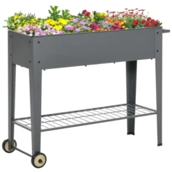 Outsunny 41" X 15" X 32" Raised Garden Bed Elevated With 2 Wheels, Bottom Shelf For Storing Tools, & Water Drainage Hole -OUTSUNNY Sales Store GUEST 9b49ea30 0a48 44c8 ae61 7a3528b46ea1