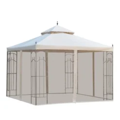 Outsunny 10' X 10' Steel Outdoor Patio Gazebo Canopy With Removable Mesh Curtains, Display Shelves, & Steel Frame -OUTSUNNY Sales Store GUEST 9c58c219 30e7 4d26 afc1 ab40f35dccfe