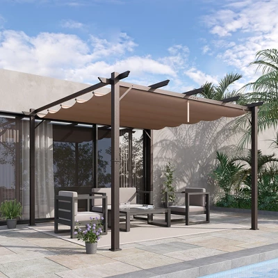 Outsunny Outdoor Pergola Aluminum Gazebo W/ Retractable Canopy For Patio, Backyard, Party, Charcoal Grey 1 Outsunny Outdoor Pergola Aluminum Gazebo W/ Retractable Canopy For Patio, Backyard, Party, Charcoal Grey