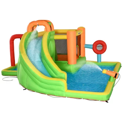 Outsunny 7-in-1 Inflatable Water Slide, Kids Castle Bounce House With Slide, Trampoline, Pool, Ball-target, Boxing Post, Without Air Blower 3 Outsunny 7-in-1 Inflatable Water Slide, Kids Castle Bounce House With Slide, Trampoline, Pool, Ball-target, Boxing Post, Without Air Blower - Image 3