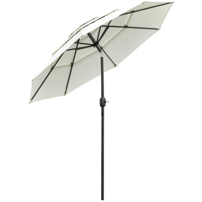 Outsunny 9FT 3 Tiers Patio Umbrella Outdoor Market Umbrella With Crank, Push Button Tilt For Deck, Backyard And Lawn 7 Outsunny 9FT 3 Tiers Patio Umbrella Outdoor Market Umbrella With Crank, Push Button Tilt For Deck, Backyard And Lawn - Image 7