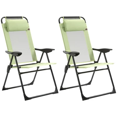 Outsunny Set Of 2 Portable Folding Recliner, Outdoor Patio Chaise Lounge Chair With Adjustable Backrest 3 Outsunny Set Of 2 Portable Folding Recliner, Outdoor Patio Chaise Lounge Chair With Adjustable Backrest - Image 3