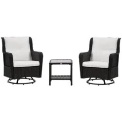 Outsunny 3-Piece Patio Bistro Set, PE Rattan Wicker Outdoor Furniture, Soft Cushions, 2 360 Swivel Rocking Chairs, 2-Tier Coffee Table -OUTSUNNY Sales Store GUEST a0b59c8d 0b0e 4abe bed2 d771fcd3fb47