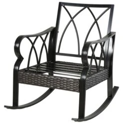 Outsunny Outdoor Wicker Rocking Chair With Padded Cushions, Aluminum Furniture Rattan Porch Rocker Chair W/ Armrest For Garden, Patio, And Backyard -OUTSUNNY Sales Store GUEST a21de069 5151 4dfc a97e 657e2ea906fb