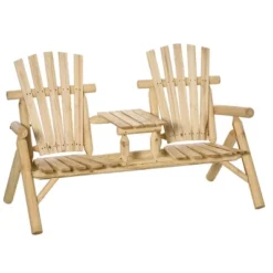 Outsunny Wood Adirondack Patio Chair Bench With Center Coffee Table, Perfect For Lounging And Relaxing Outdoors -OUTSUNNY Sales Store GUEST a283836c 6aec 4999 af28 7929dc1f7f5a