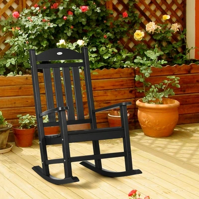Outsunny Outdoor Rocking Chair, Traditional Slatted Porch Rocker, With Armrests, Fade-Resistant Waterproof HDPE For Indoor & Outdoor 1 Outsunny Outdoor Rocking Chair, Traditional Slatted Porch Rocker, With Armrests, Fade-Resistant Waterproof HDPE For Indoor & Outdoor