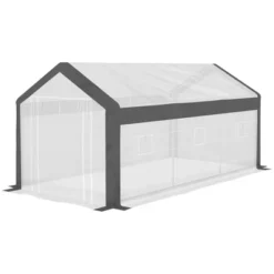 Outsunny 20' X 10' X 9' Walk-In Greenhouse, Outdoor Gardening Canopy With 6 Roll-up Windows, 2 Zippered Doors & Weather Cover, White -OUTSUNNY Sales Store GUEST a3435d0e 283b 4cfd 9bcb c8a61c466e98