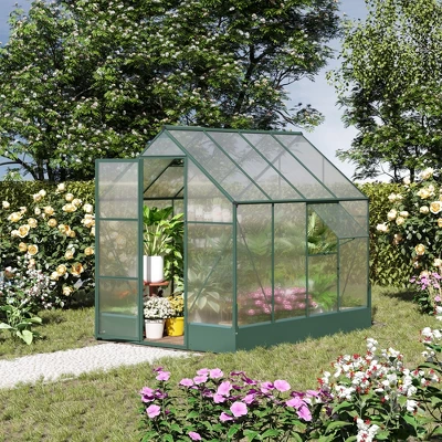 Outsunny Walk-in Plant Polycarbonate Greenhouse With Temperature Controlled Window Hobby Greenhouse For Backyard/Outdoor 1 Outsunny Walk-in Plant Polycarbonate Greenhouse With Temperature Controlled Window Hobby Greenhouse For Backyard/Outdoor