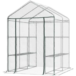 Outsunny Walk-in Greenhouse 4.7' X 4.7' X 6.4' Hot House With 3-Tier Shelving, Roll-Up Door For Outdoor, Garden -OUTSUNNY Sales Store GUEST a3684ed3 7b8f 4830 a645 c14339d9386c