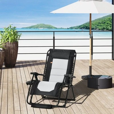 Outsunny Zero Gravity Lounger Chair, Folding Reclining Patio Chair With Cup Holder, Headrest, Footrest, For Poolside, Camping 1 Outsunny Zero Gravity Lounger Chair, Folding Reclining Patio Chair With Cup Holder, Headrest, Footrest, For Poolside, Camping