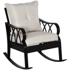 Outsunny Outdoor Wicker Rocking Chair With Padded Cushions, Aluminum Furniture Rattan Porch Rocker Chair W/ Armrest For Garden, Patio, And Backyard -OUTSUNNY Sales Store GUEST a3fbc27b f0ea 4570 a431 a0097d06cac2