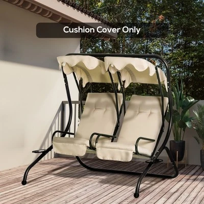 Outsunny Outdoor Porch Swing Cushions With Seat & Tufted Back, Backrest Ties, Set Of 2 Replacement Cushions For Patio Furniture, Beige 1 Outsunny Outdoor Porch Swing Cushions With Seat & Tufted Back, Backrest Ties, Set Of 2 Replacement Cushions For Patio Furniture, Beige