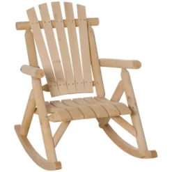 Outsunny Wooden Rustic Rocking Chair, Indoor Outdoor Adirondack Log Rocker With Slatted Design For Patio, Lawn -OUTSUNNY Sales Store GUEST a5312263 a579 4560 9a7d 4ae4a4df8323